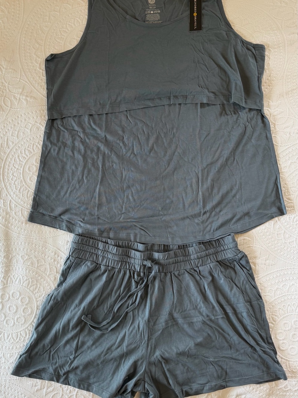 Kindred Bravely Charcoal Gray Nursing Sleep Tank & Shorts Set